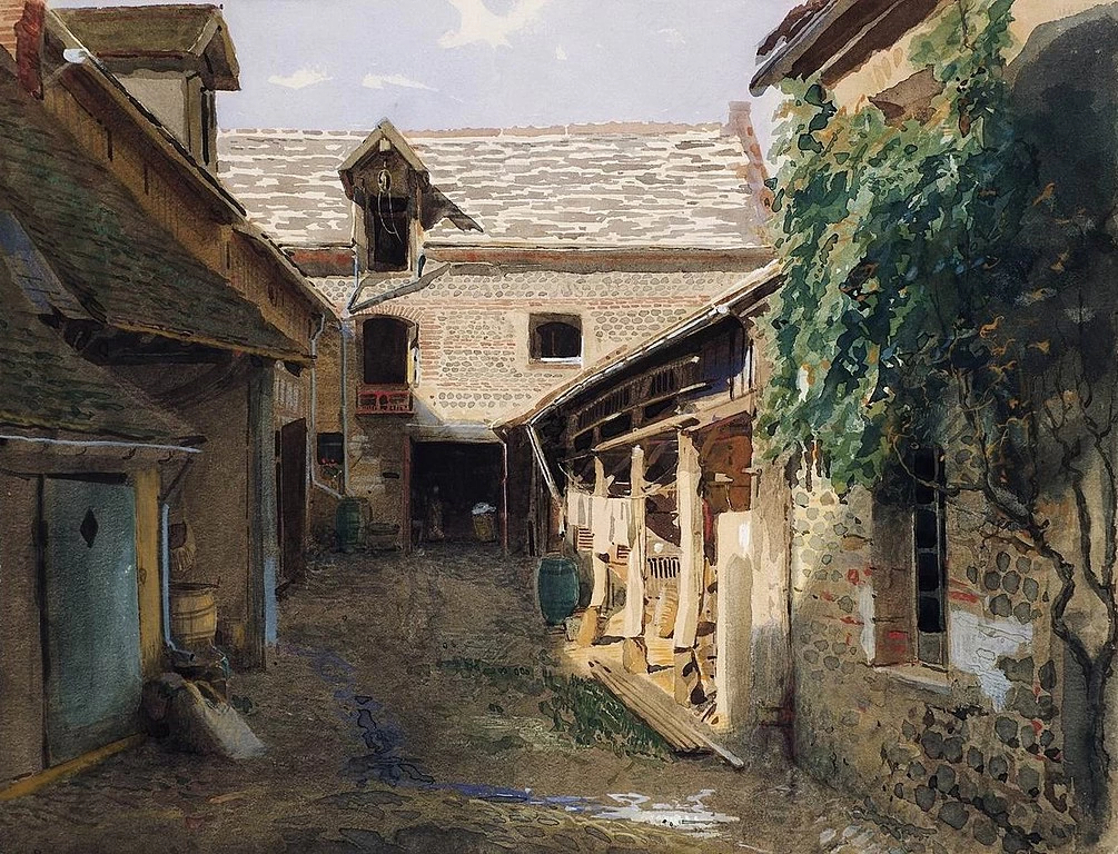 Ivan Kramskoy - Cortile del villaggio in Francia, Galleria Tret'jakov, Mosca